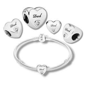 PANDORA Dad's Love Heart Charm Sterling Silver With Cubic Zirconias